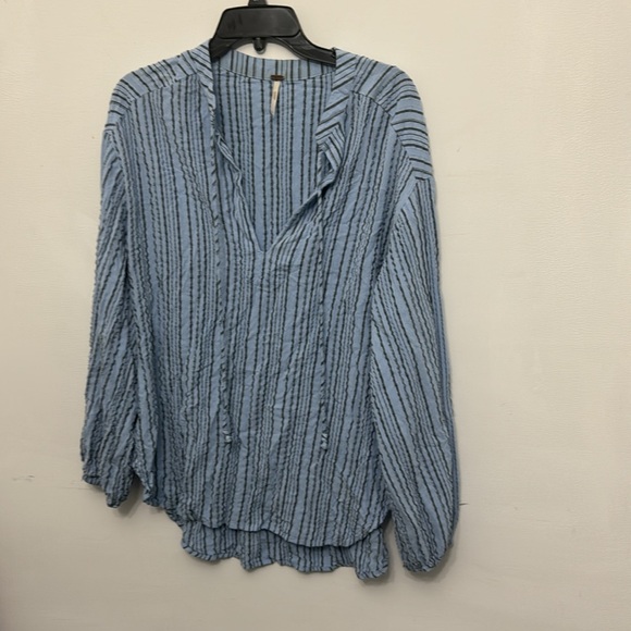 Free People Rhythm of the Night Blue and Black Striped Oversized Tunic Top - Picture 6 of 7